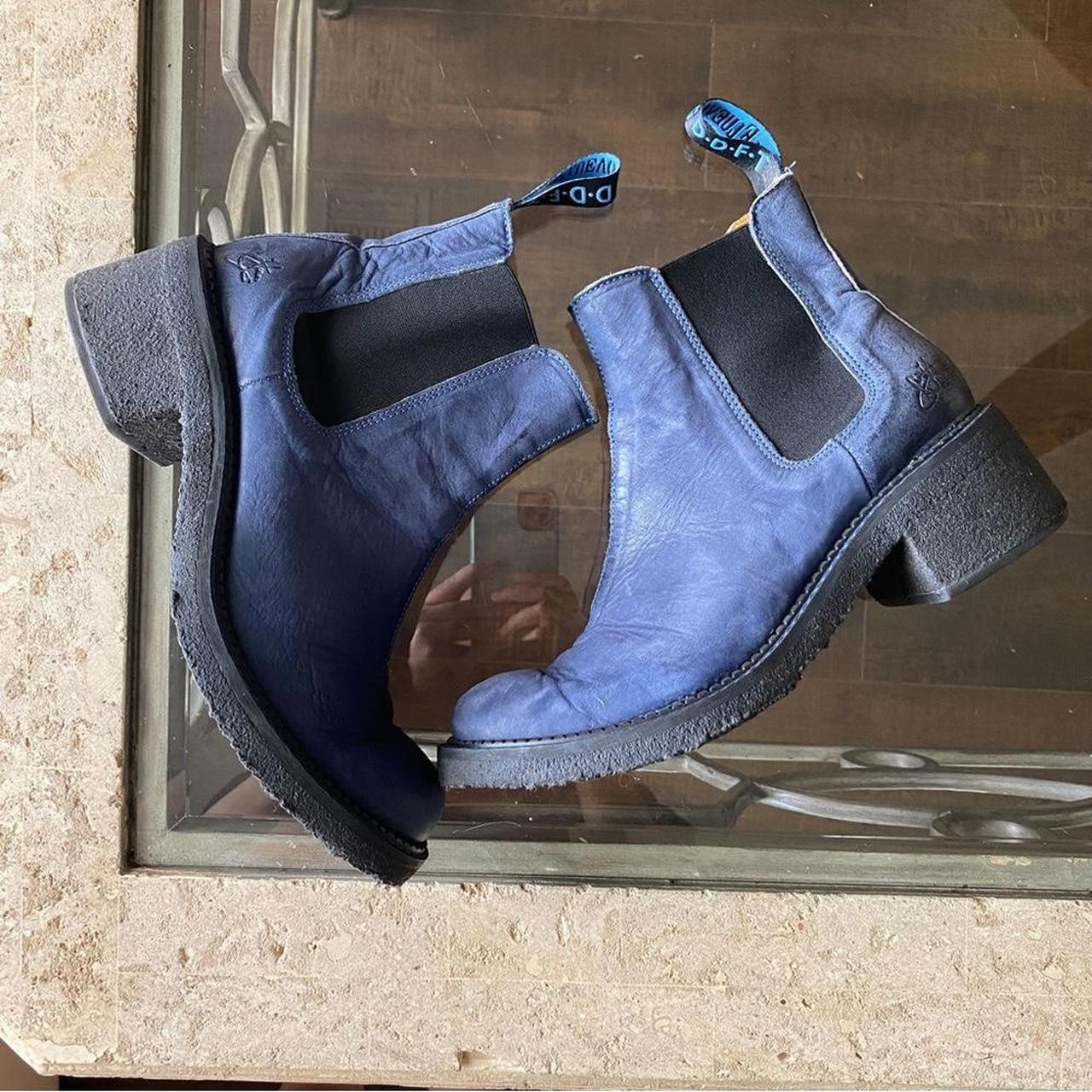 fluevog blue boots