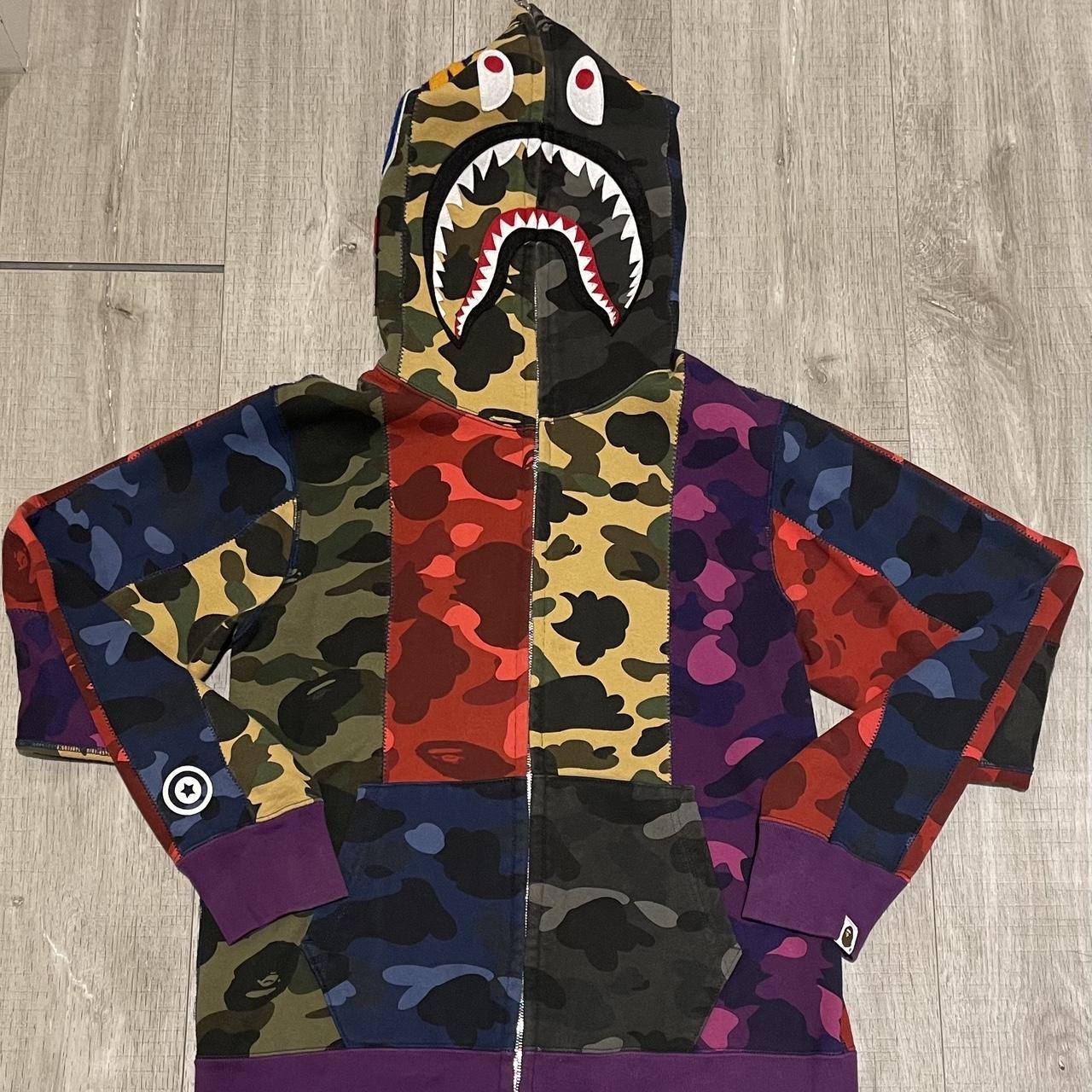 BAPE SHARK FULL-ZIP HOODIE MULTICAMO CRAZY RARE... - Depop