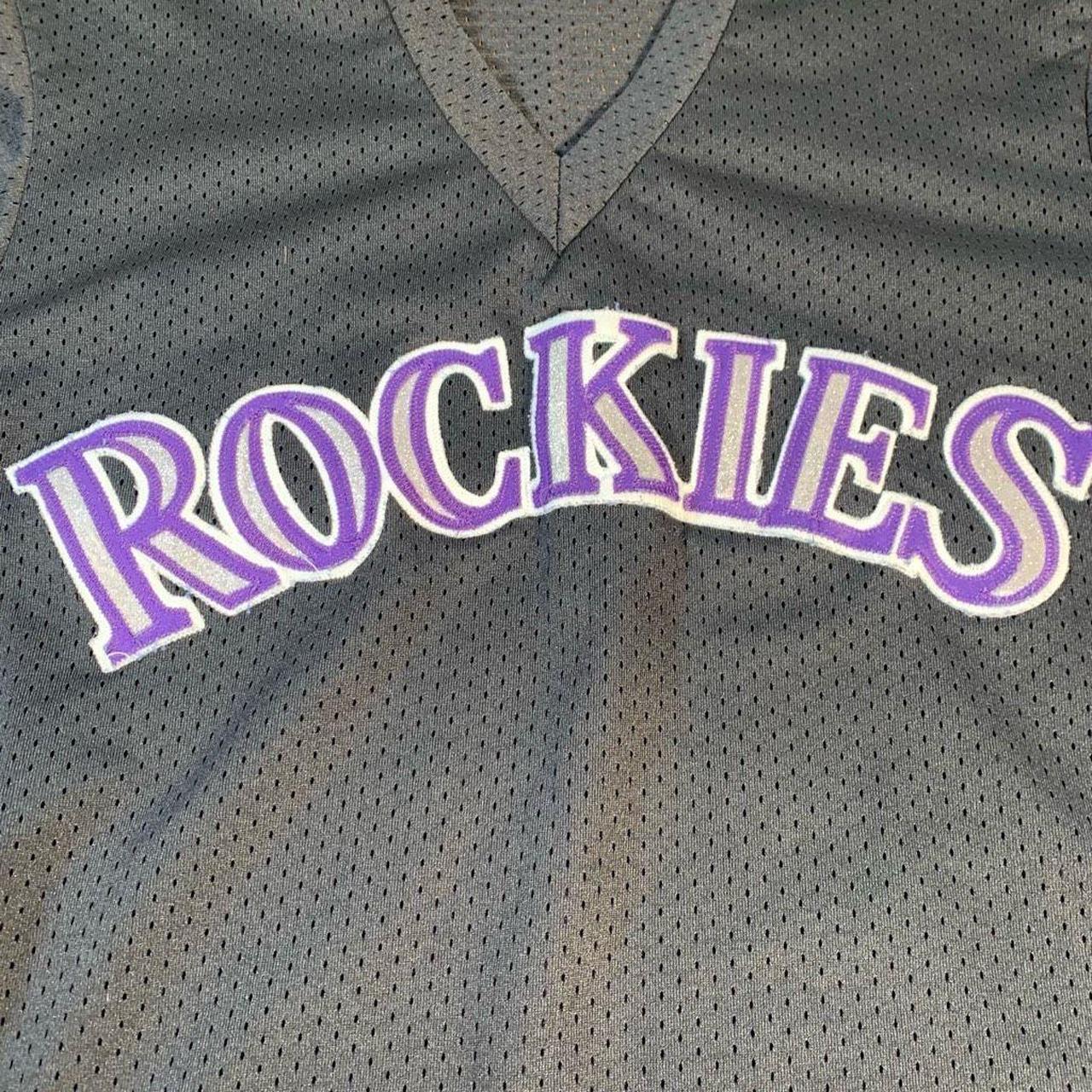 Vintage Colorado Rockies Majestic Mens Baseball MLB Jersey Black V Neck  Large