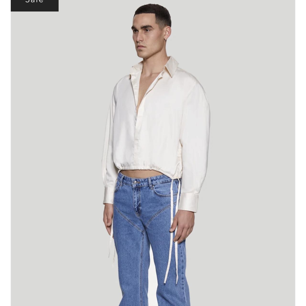 Men&rsquo;s Pink and Cream Crop-top | Depop