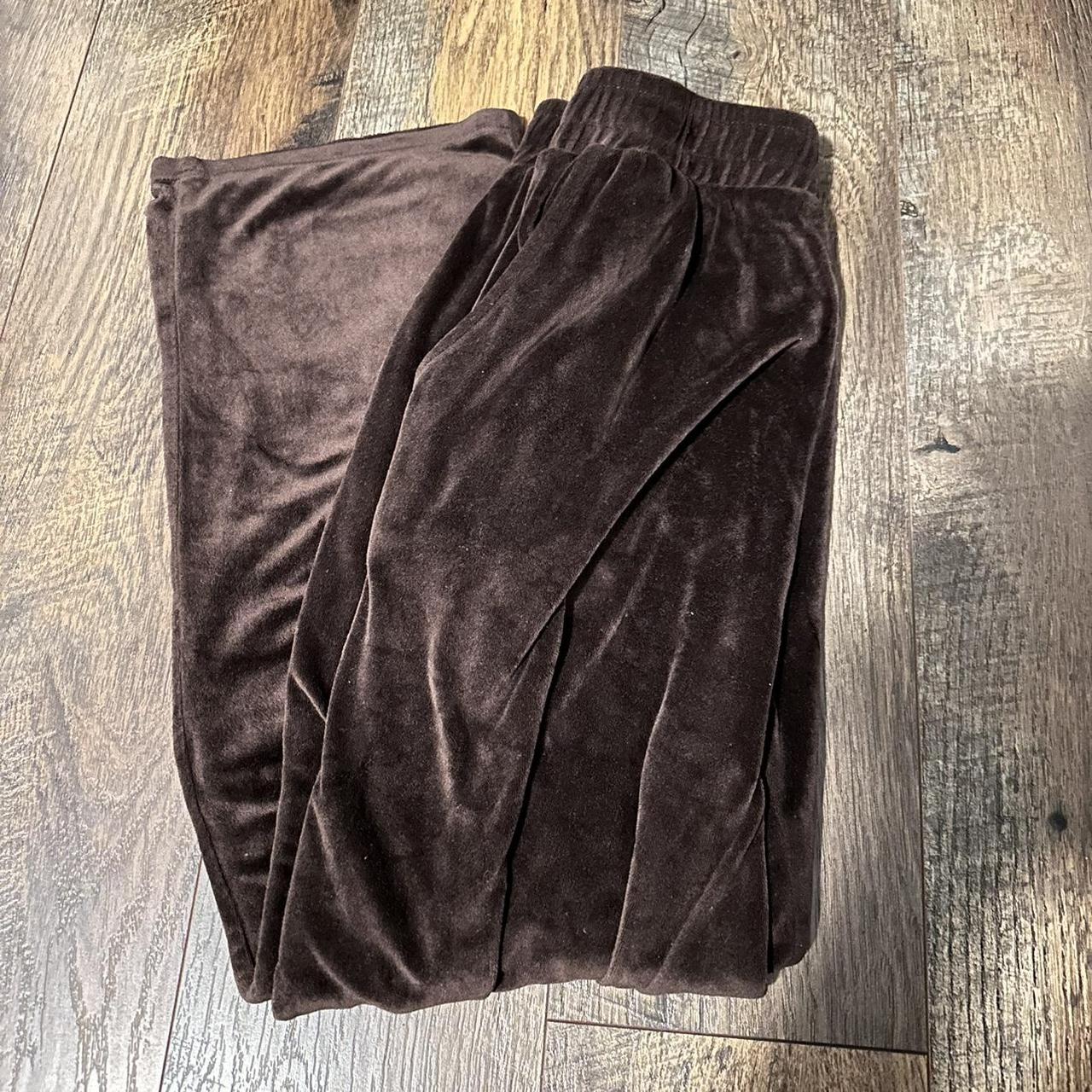 Velour Track Pants fredericks of hollywood brown - Depop