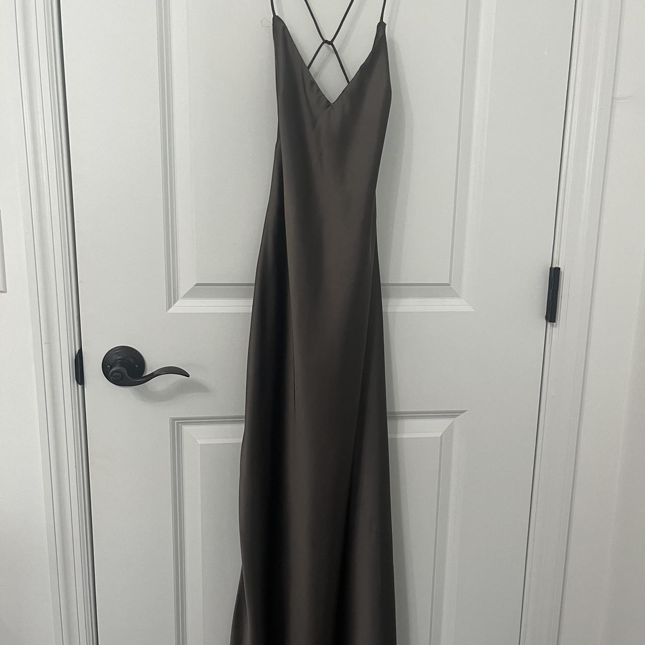 Zara satin slip midi dress lightly worn, could fit a... - Depop