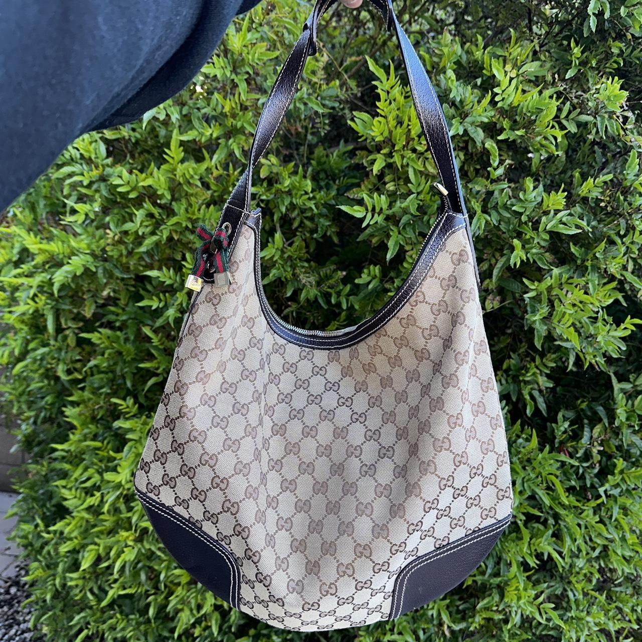 Vintage Y2K Gucci GG Monogram Leather Shoulder Bag