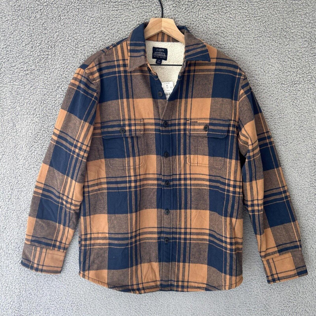 J. CREW Sherpa Lined Flannel Shirt Mens Small Swifty. Depop