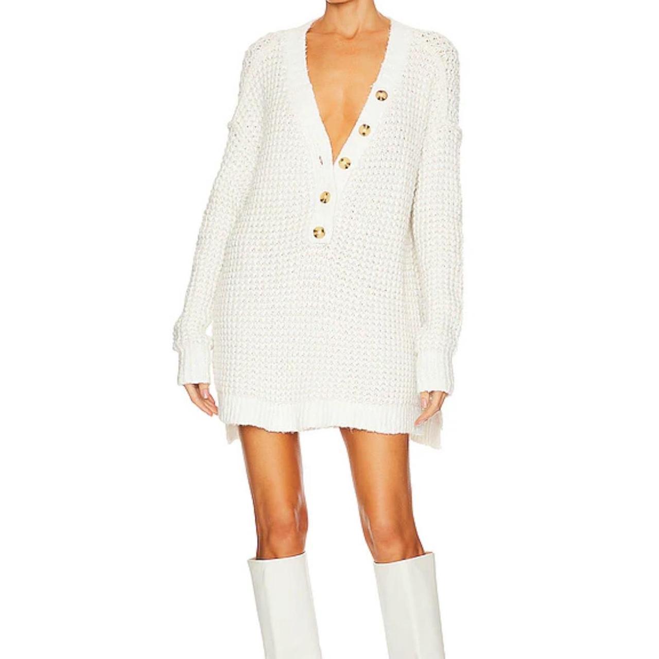 NWT Free People Whistle Thermal Henley Top in White... Depop