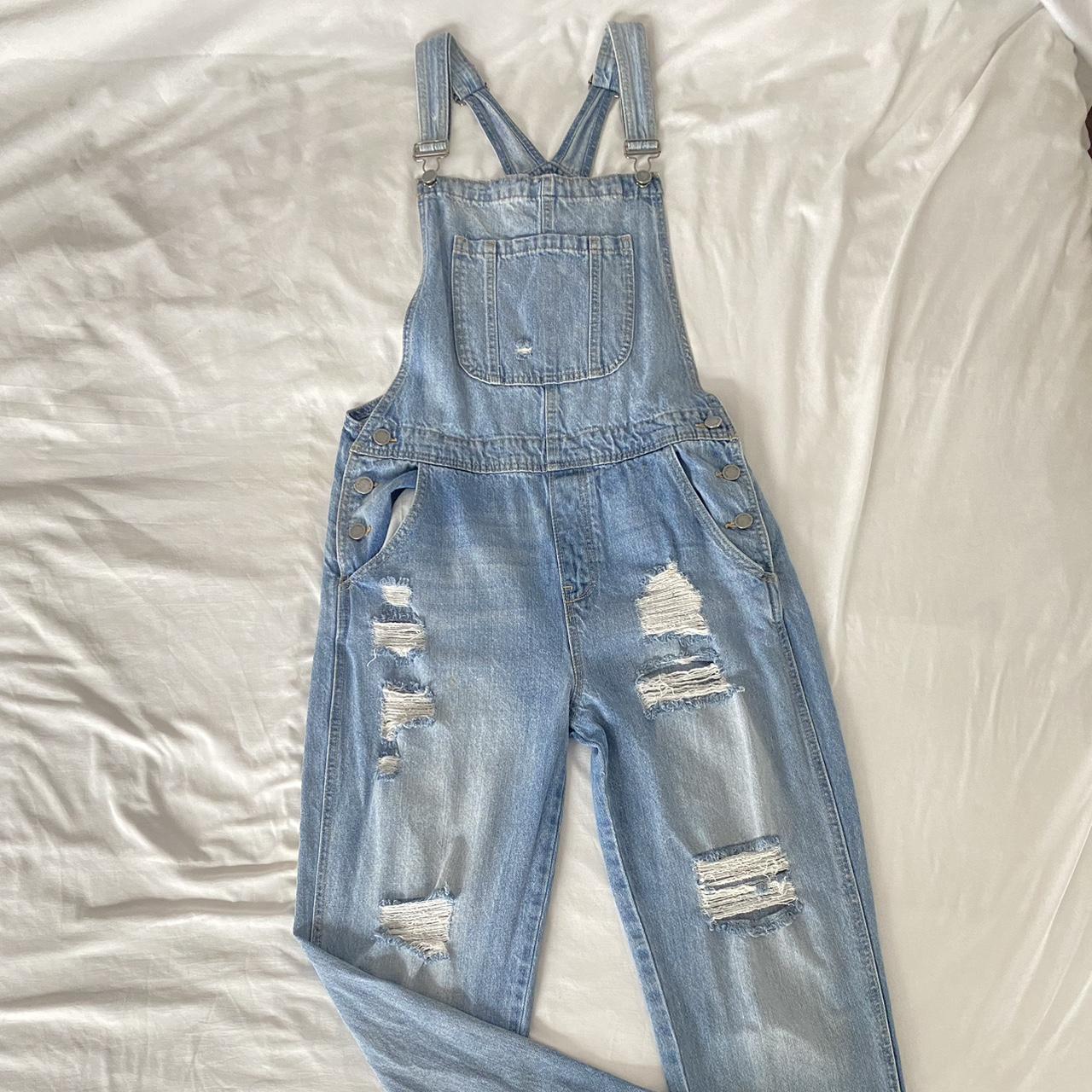 Distressed Denim Overalls