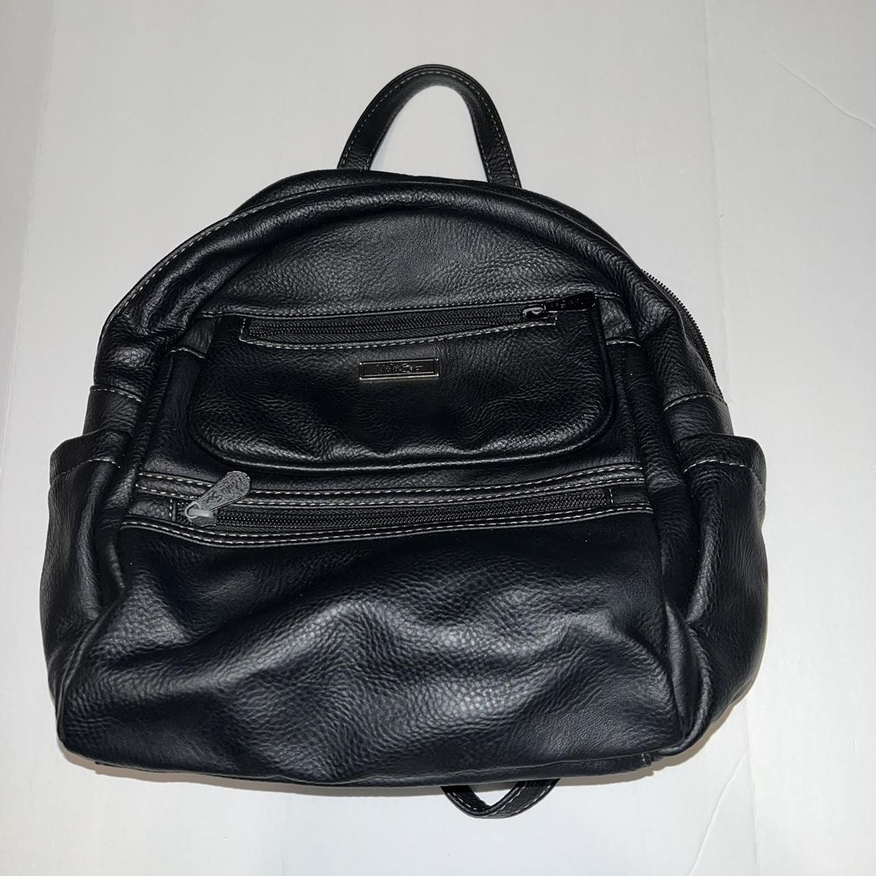 Black faux leather MultiSac backpack purse. In. Depop