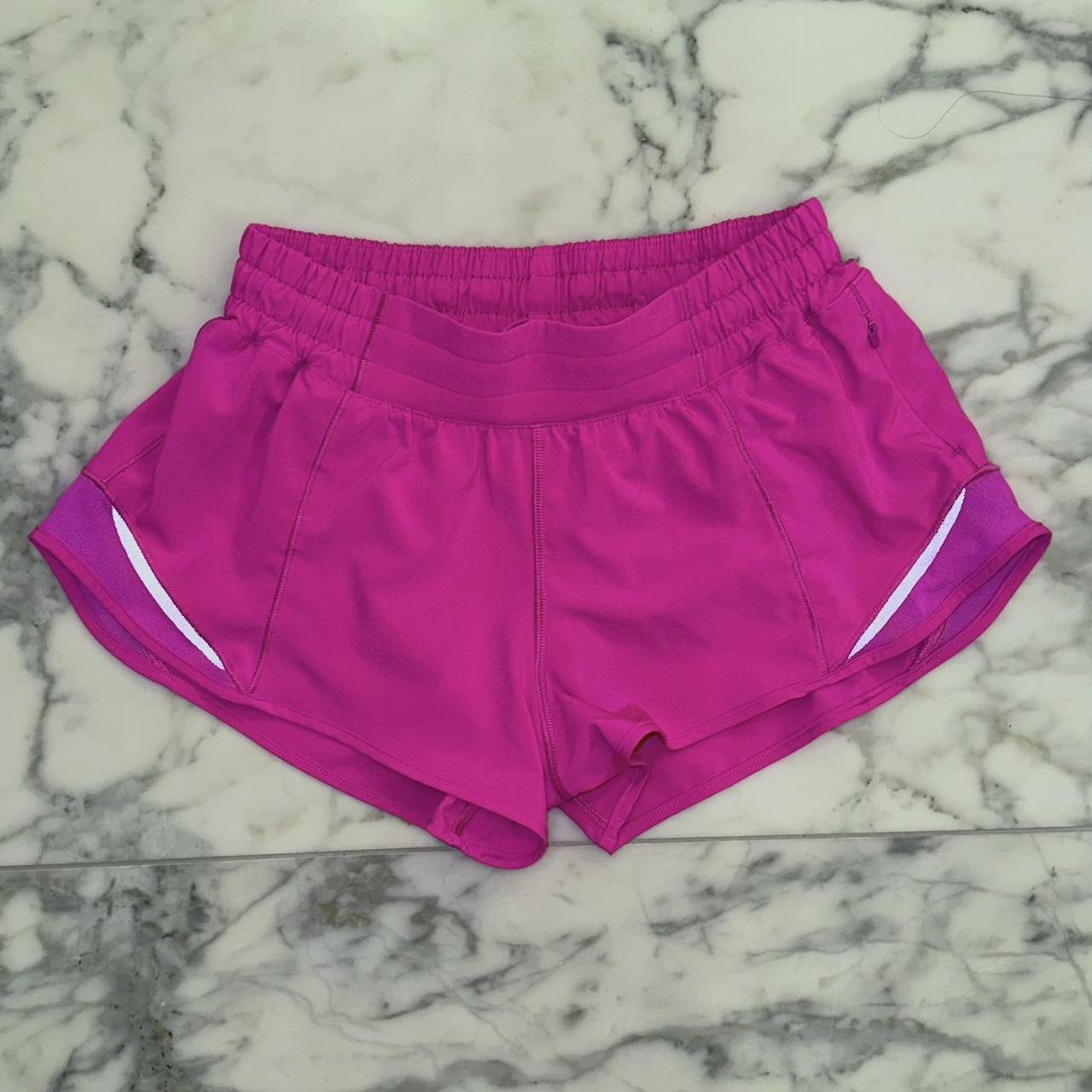 Lululemon Pow Pink Low Rise 2.5in inseam Hotty... - Depop