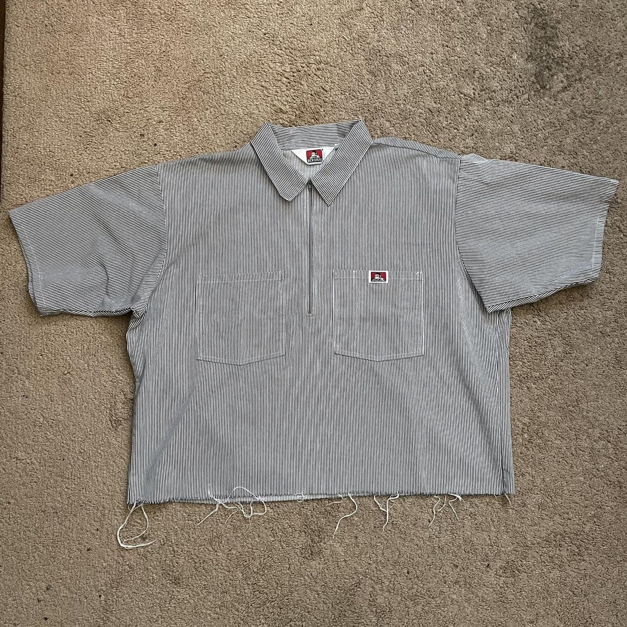 Ben Davis black and white pinstripe quarter zip... Depop