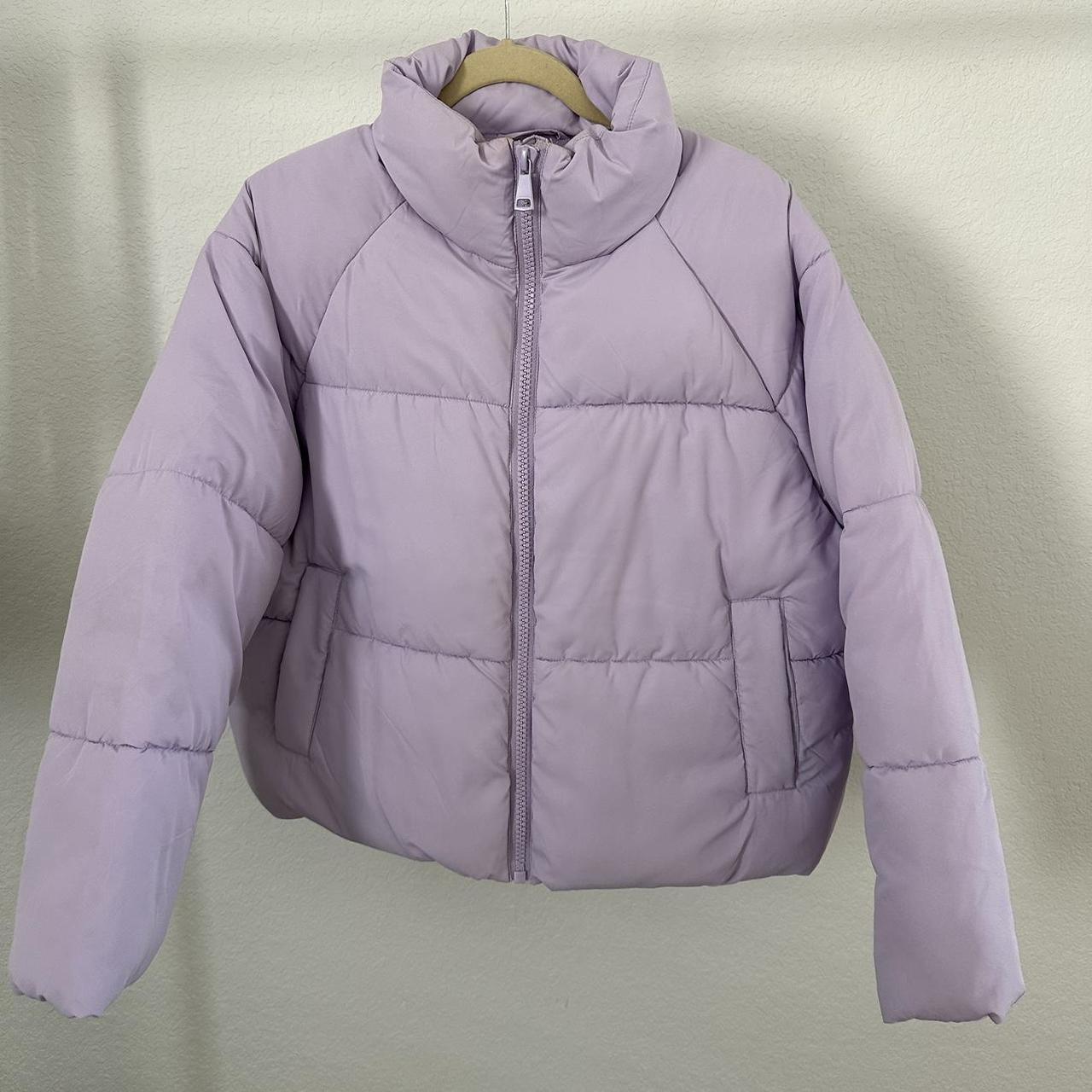 Monki lilac cropped puffer jacket - Depop