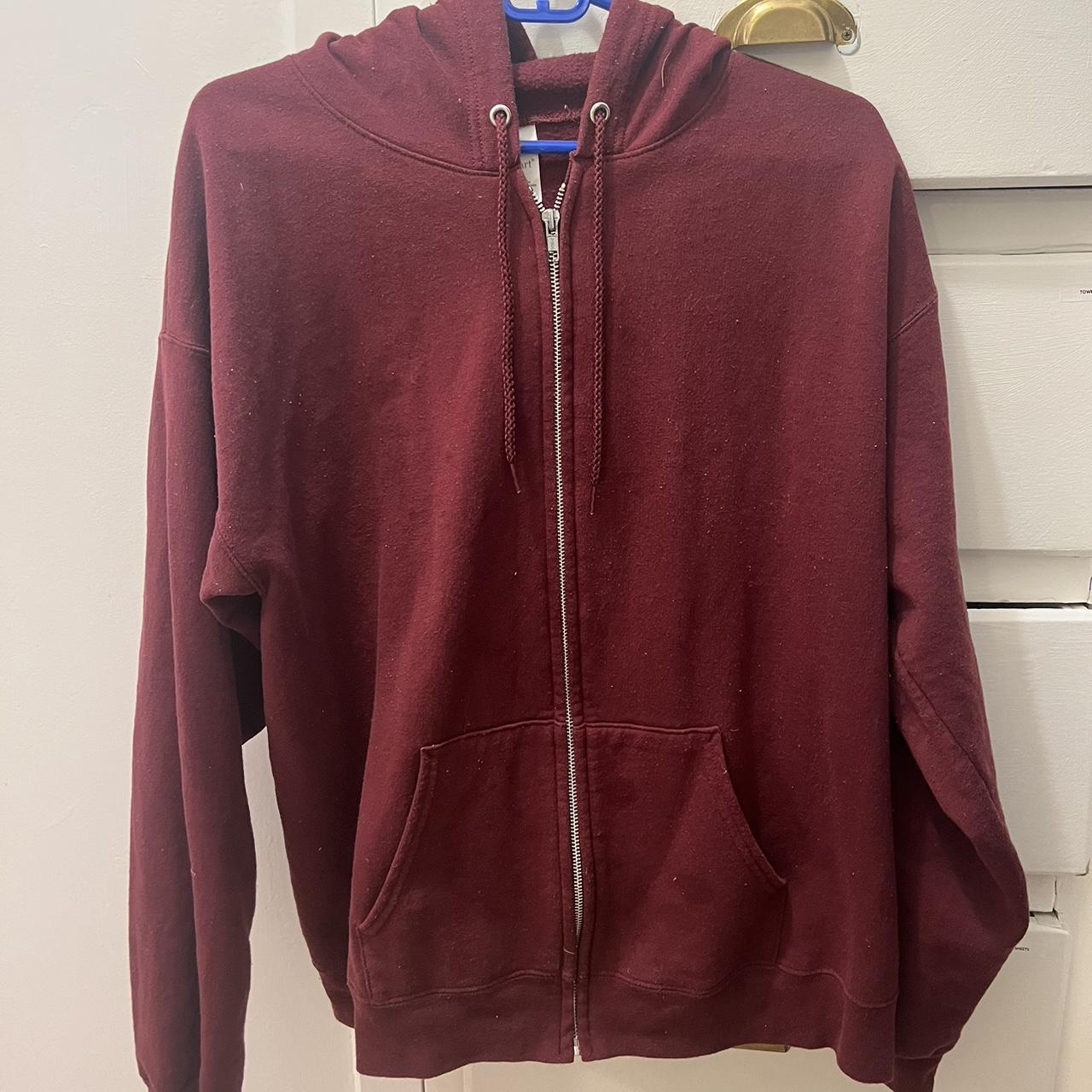 hanes zip up jacket maroon / burgundy rue? when was... - Depop