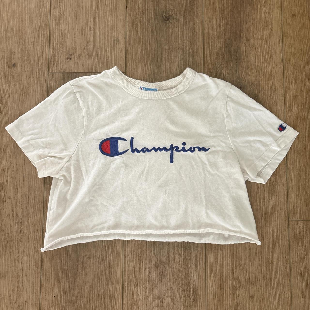 CHAMPION Cropped T shirt Worn a couple of. Depop