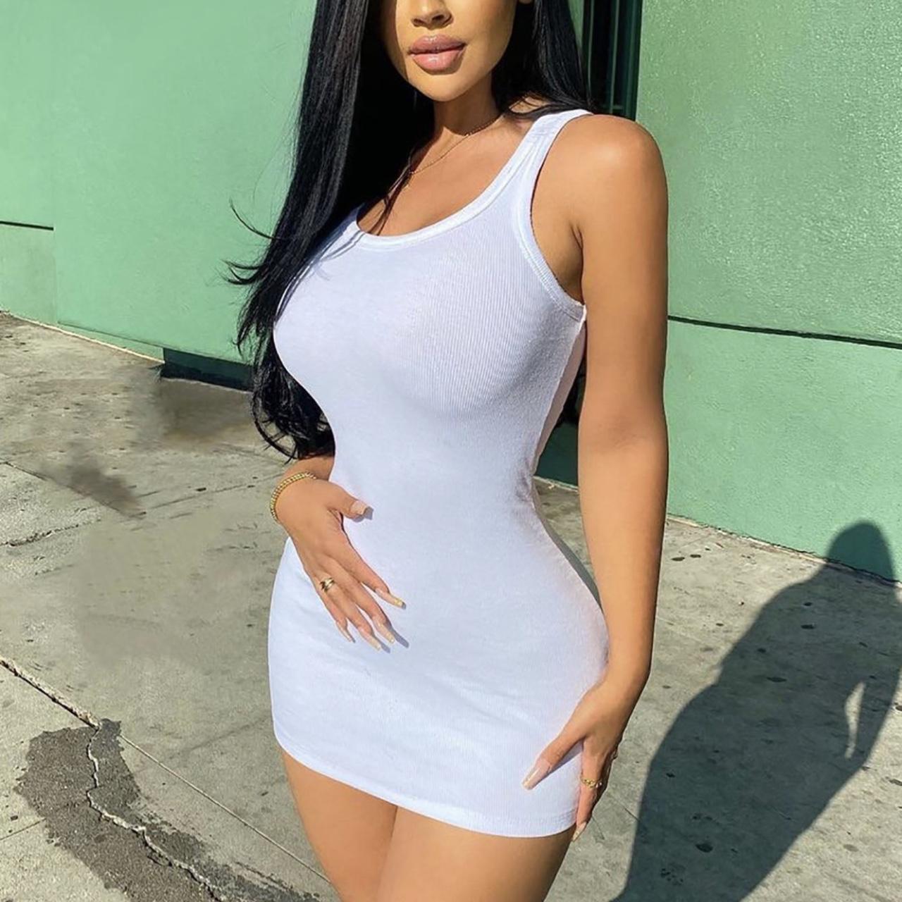 Fashion nova blue and white outlet dress