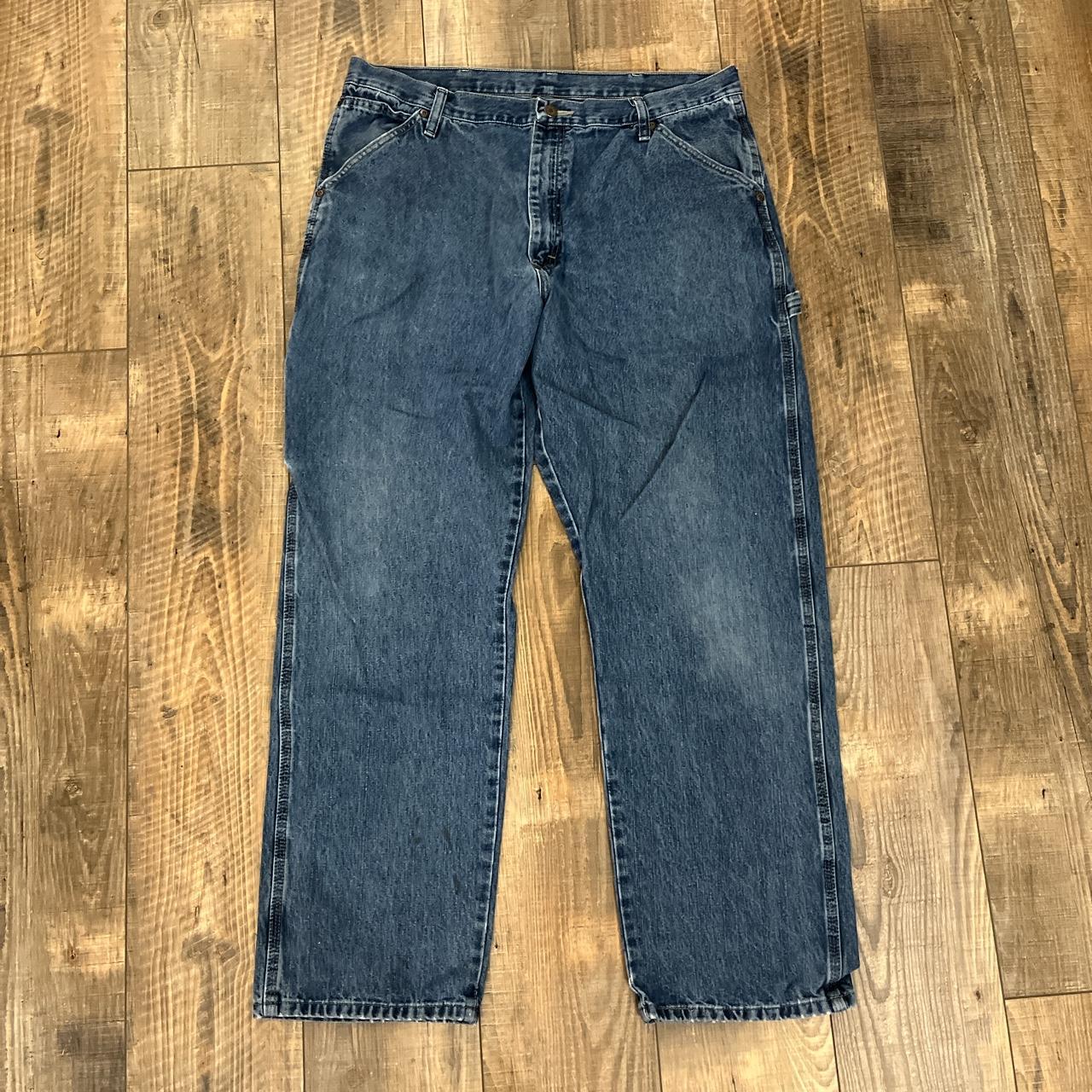 Wrangler Men's Blue and Grey Jeans | Depop