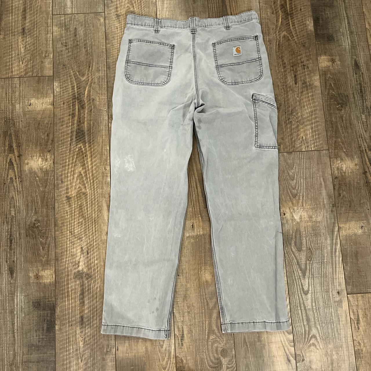 Carhartt Men's Grey and White Trousers Depop
