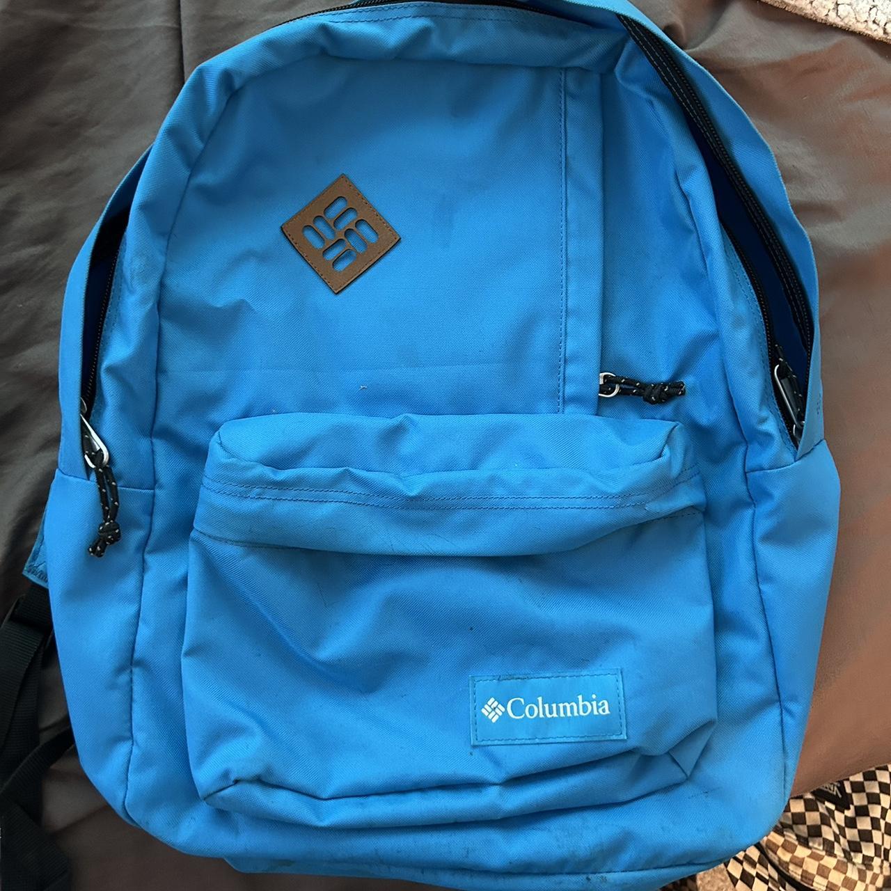 Blue Columbia Backpack. Has Laptop Pocket, And Two - Depop