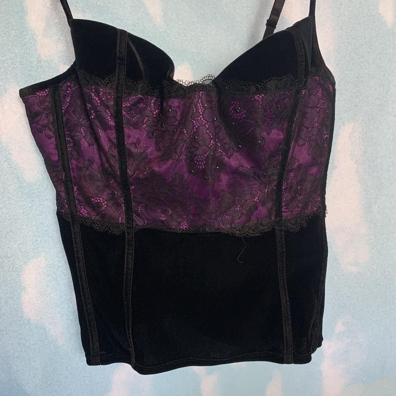 Sexy Victoria's Secret BLACK VELVET and Purple Satin BUSTIER