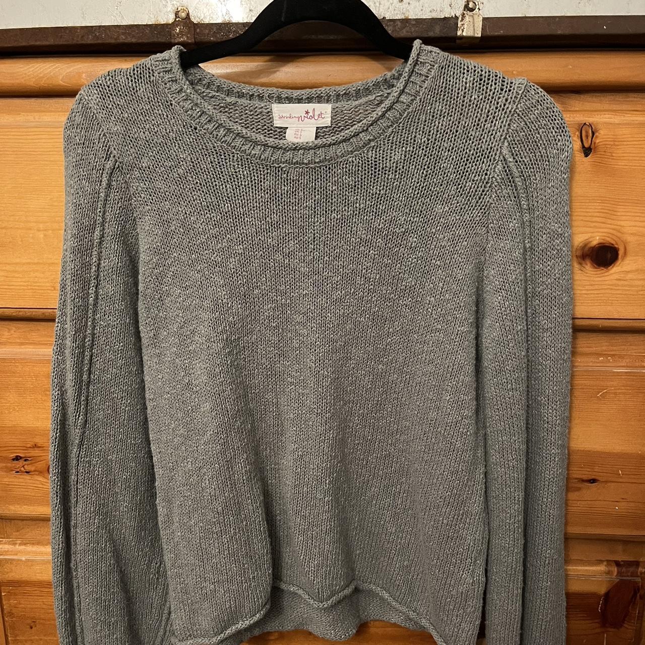 Grey Green Sweater by Shrinking Violet. Size small Depop