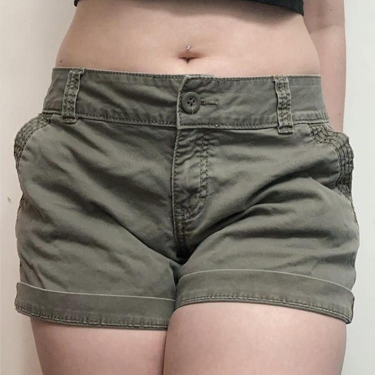 Maurices Women's Green and Brown Shorts Depop