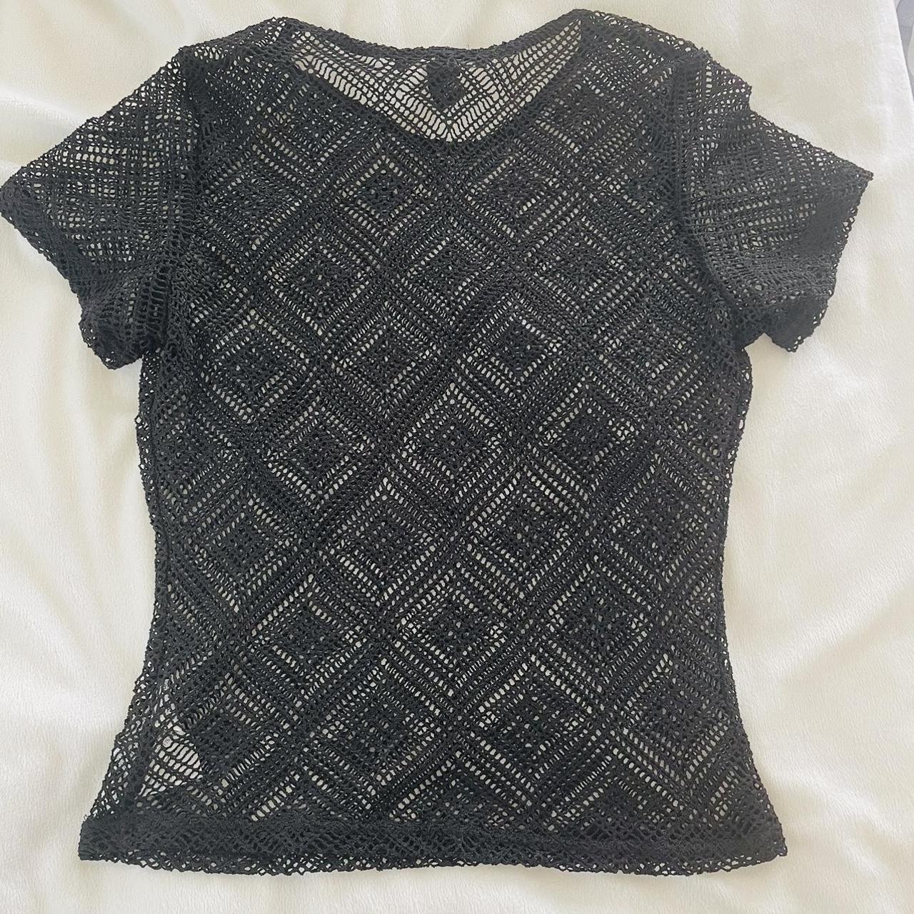 Black crochet see-through top. Never worn. #crochet... - Depop