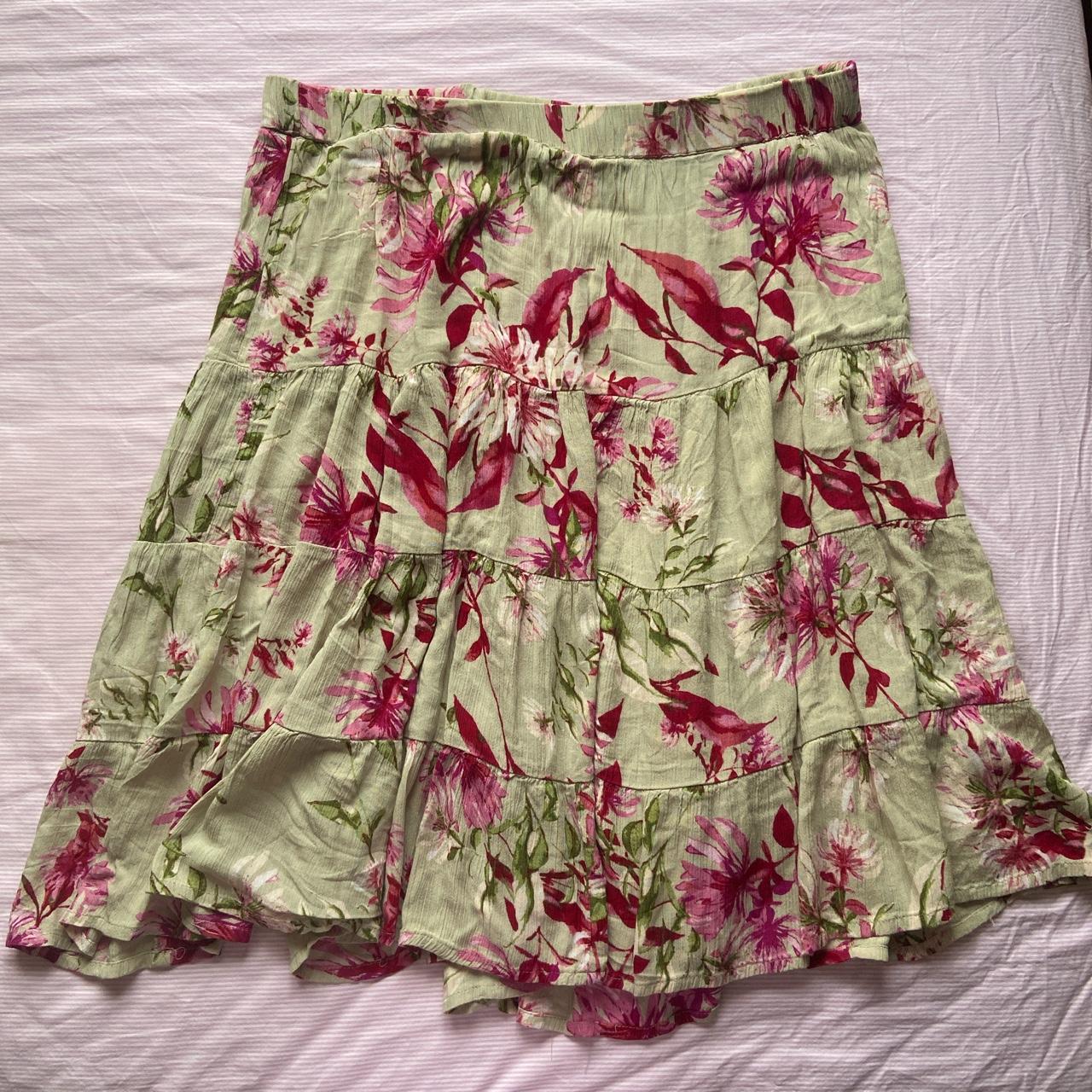 Women's Pink and Green Skirt | Depop