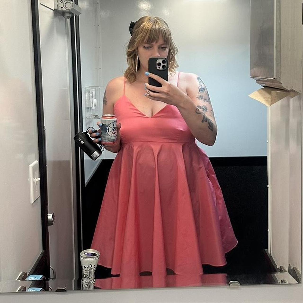 Bubble gum pink dress with adjustable straps. Zips | Depop
