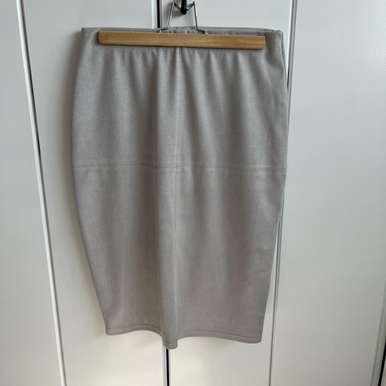 Grey faux suede pencil skirt hotsell