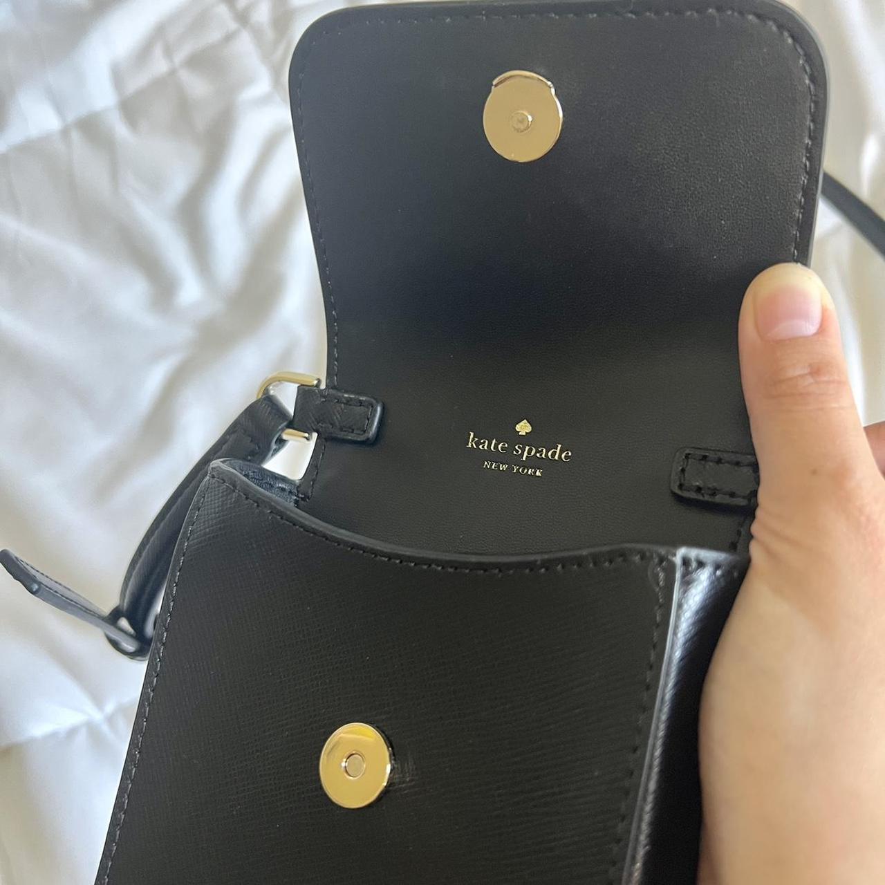 Kate Spade Staci Leather Flap Phone Crossbody Bag In Black