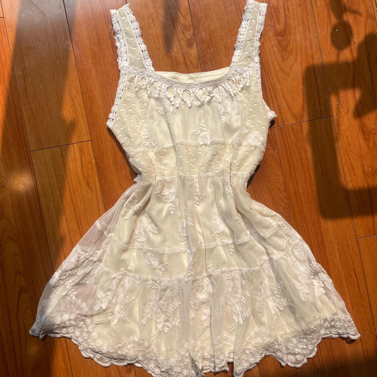 Ivory Lace Babydoll Dress So stinking pretty and... - Depop