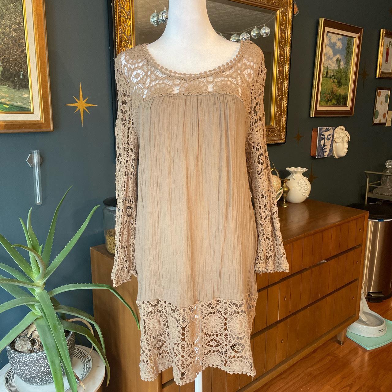 Boho Fairy Grunge Cotton Lace Dress Long lace... - Depop