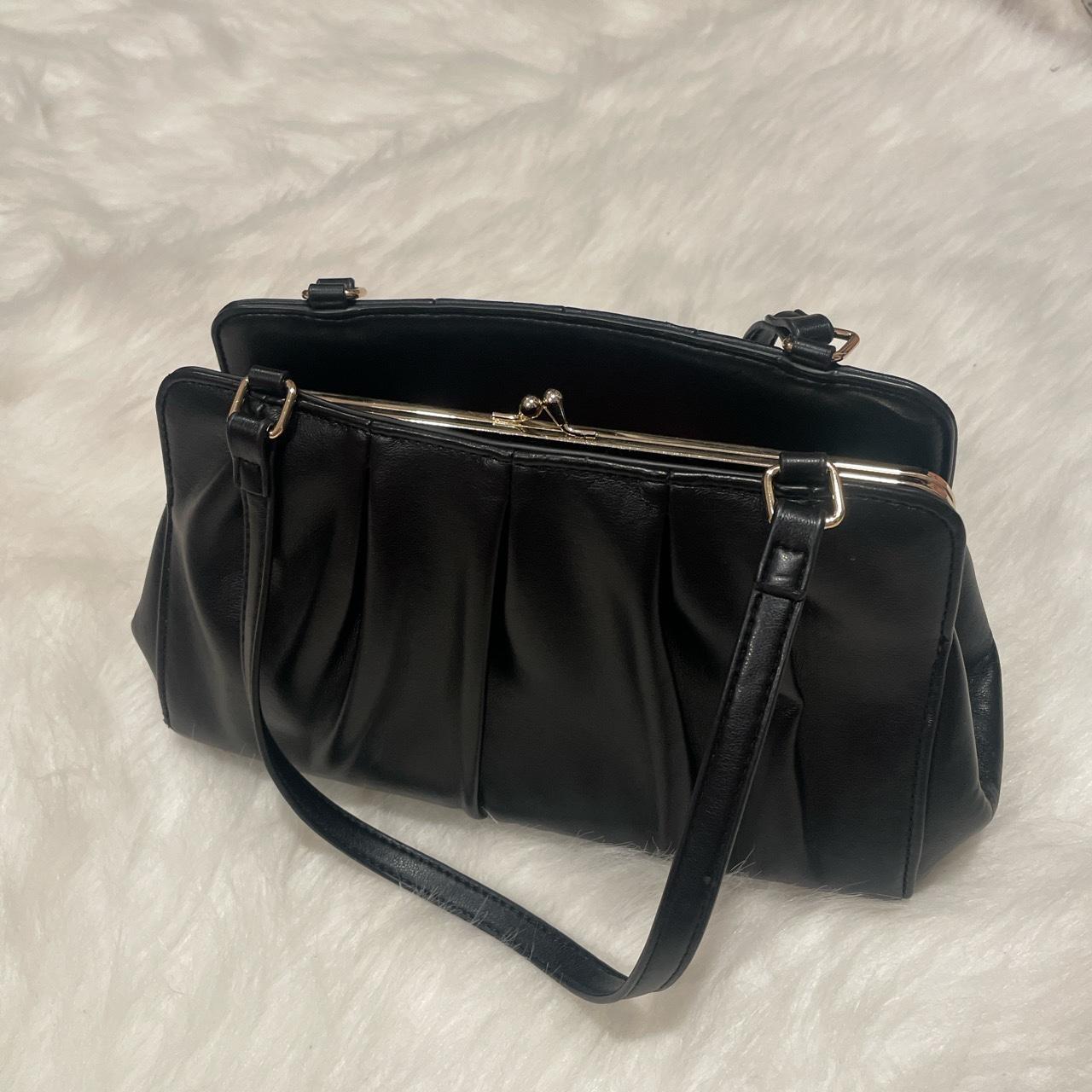 Brandy Melville black purse with red plaid interior... - Depop