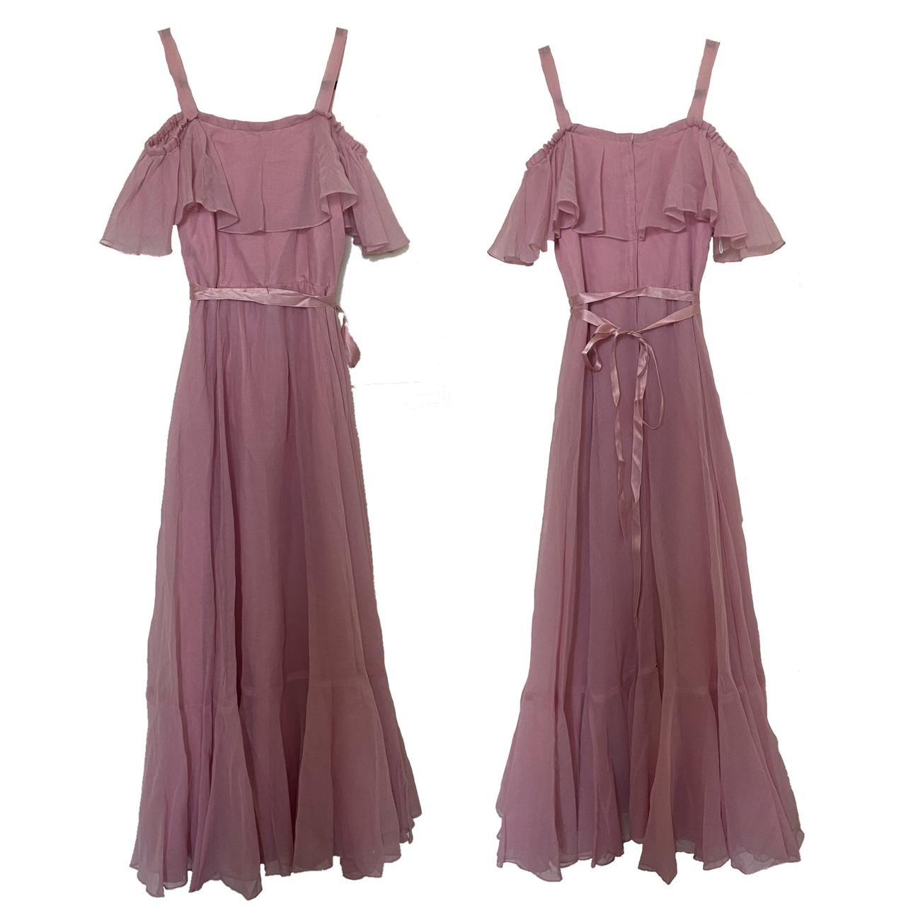 70s J.c. Penney vintage pink maxi gown. Has a...