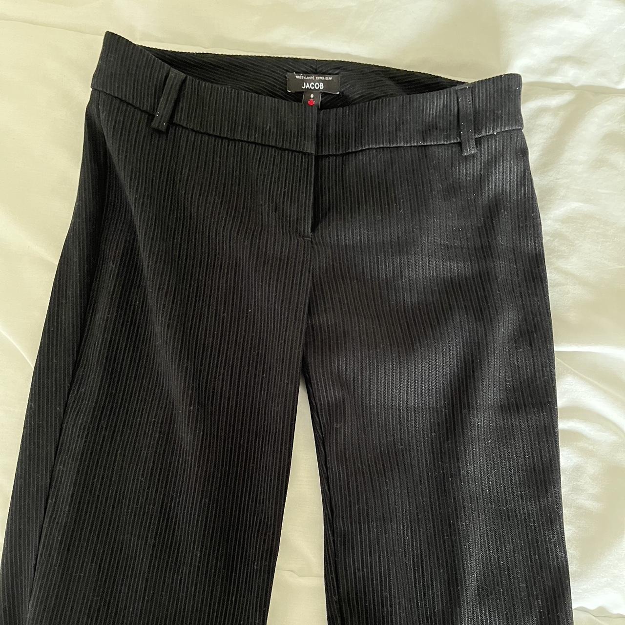 Low rise pinstripe straight skinny trousers So... - Depop