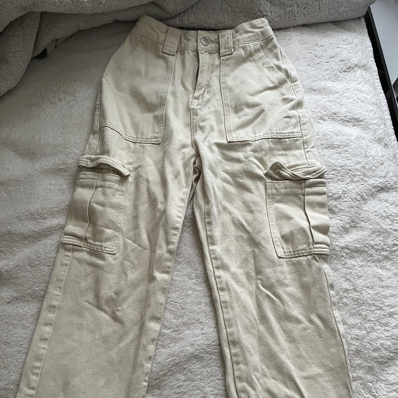 SHEIN Women's Tan and Cream Trousers | Depop