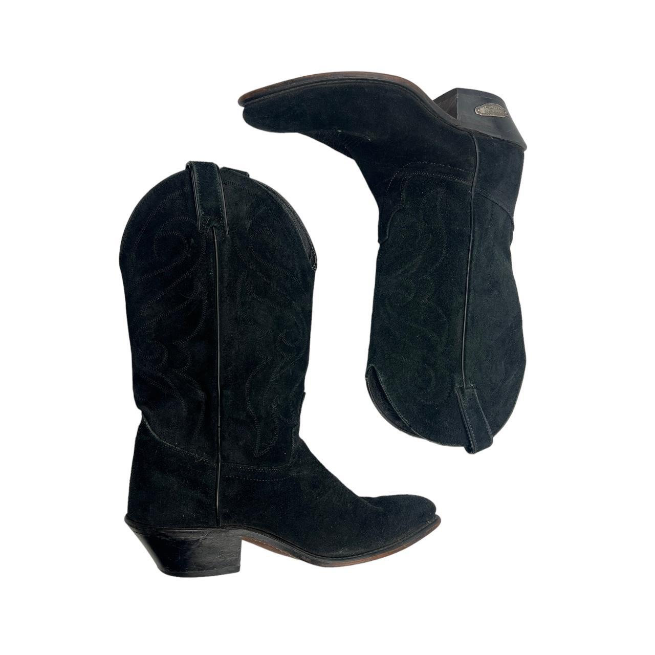 Black Suede Cowboy Boots from Code West in size 6.5... - Depop
