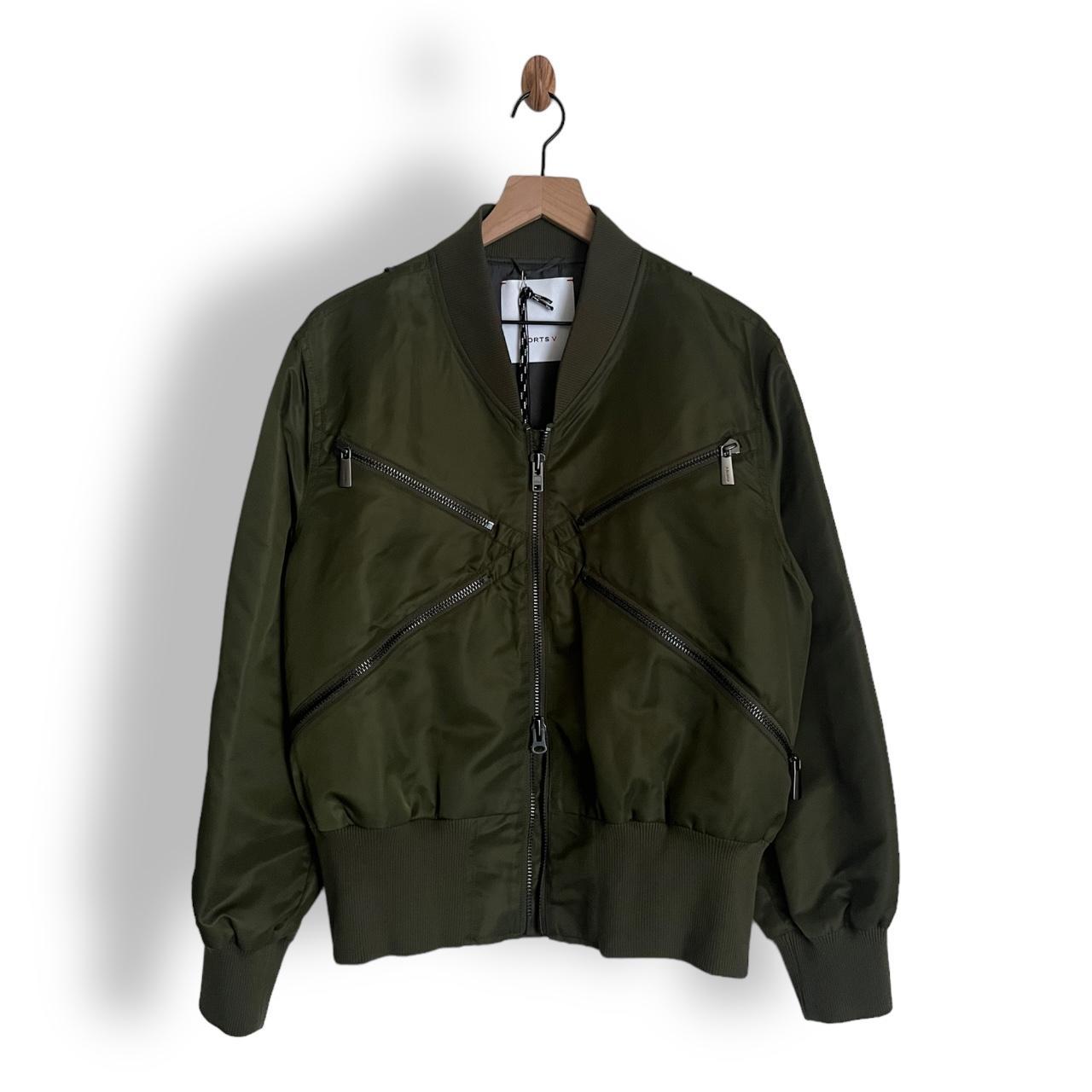 Green Double Zip Bomber Jacket from Ports V in size... - Depop