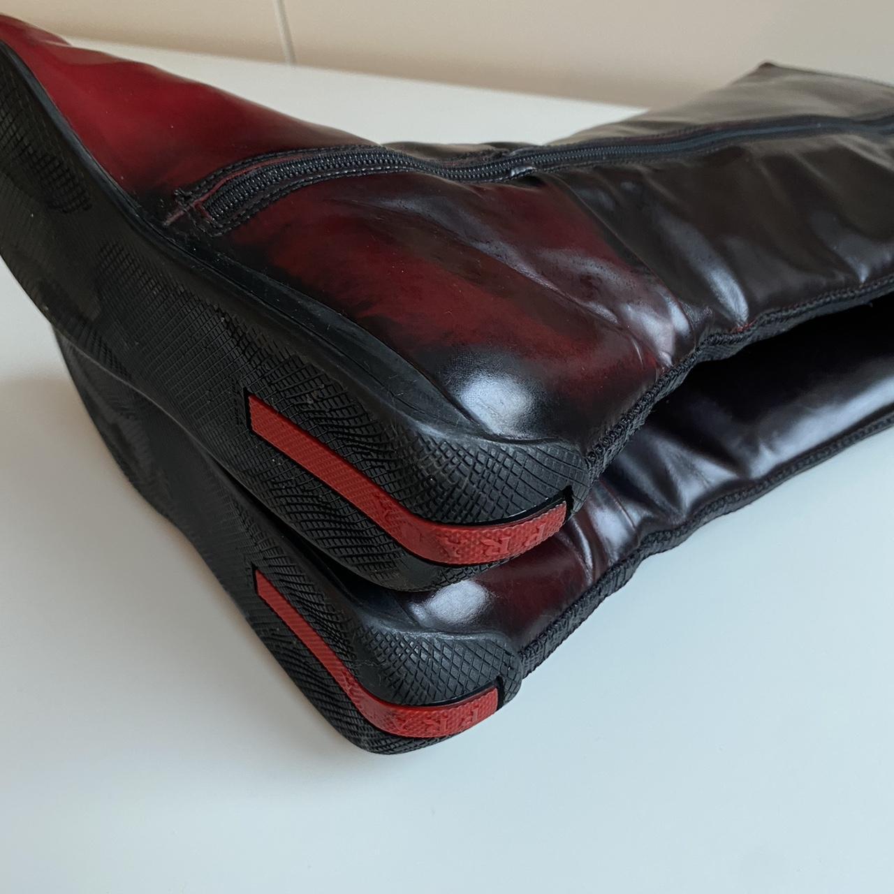 Beautiful Prada rain boots in the color burgundy, - Depop