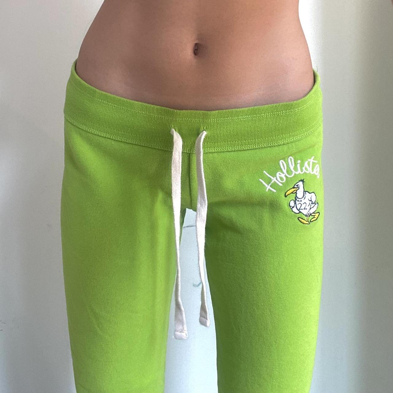 Bright green hollister sweatpants with cute duck