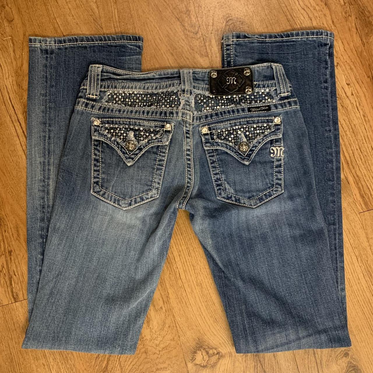 Miss Me low rise bedazzled bootcut jeans Missing a... - Depop