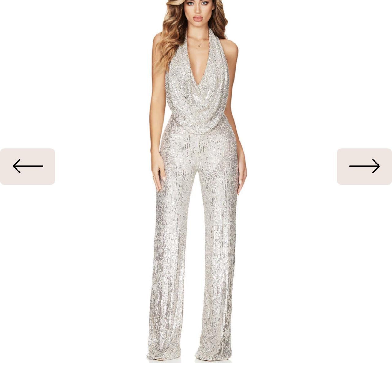 disco jumpsuit sparkly silver sequins disco