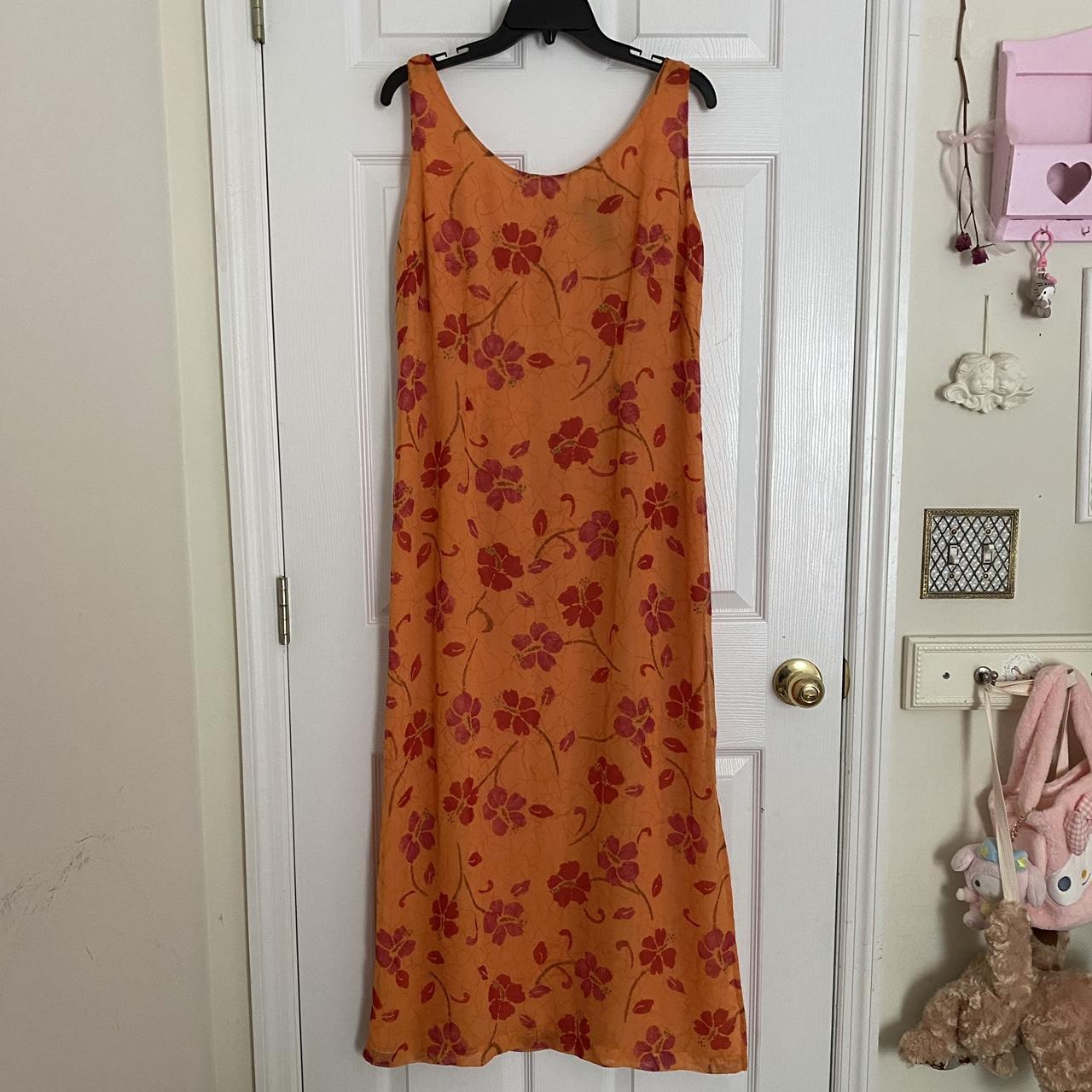 orange floral 90s dress 🧡 size 12 Please... - Depop