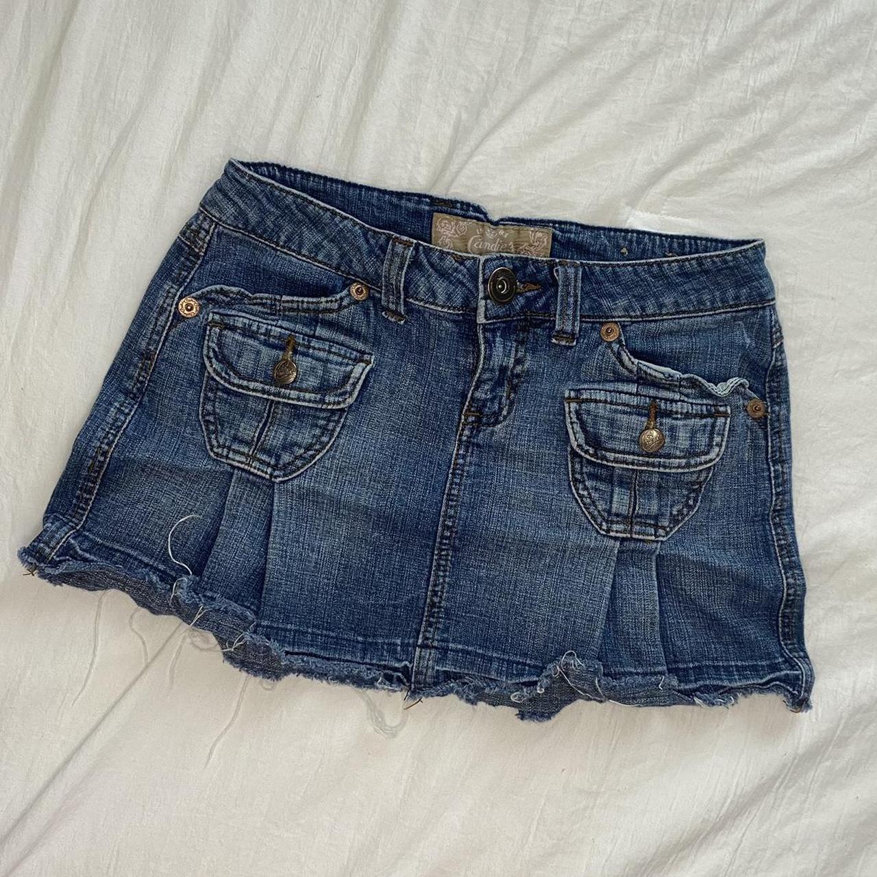y2k mini jean skirt 🎀 size 3 28” waist... - Depop