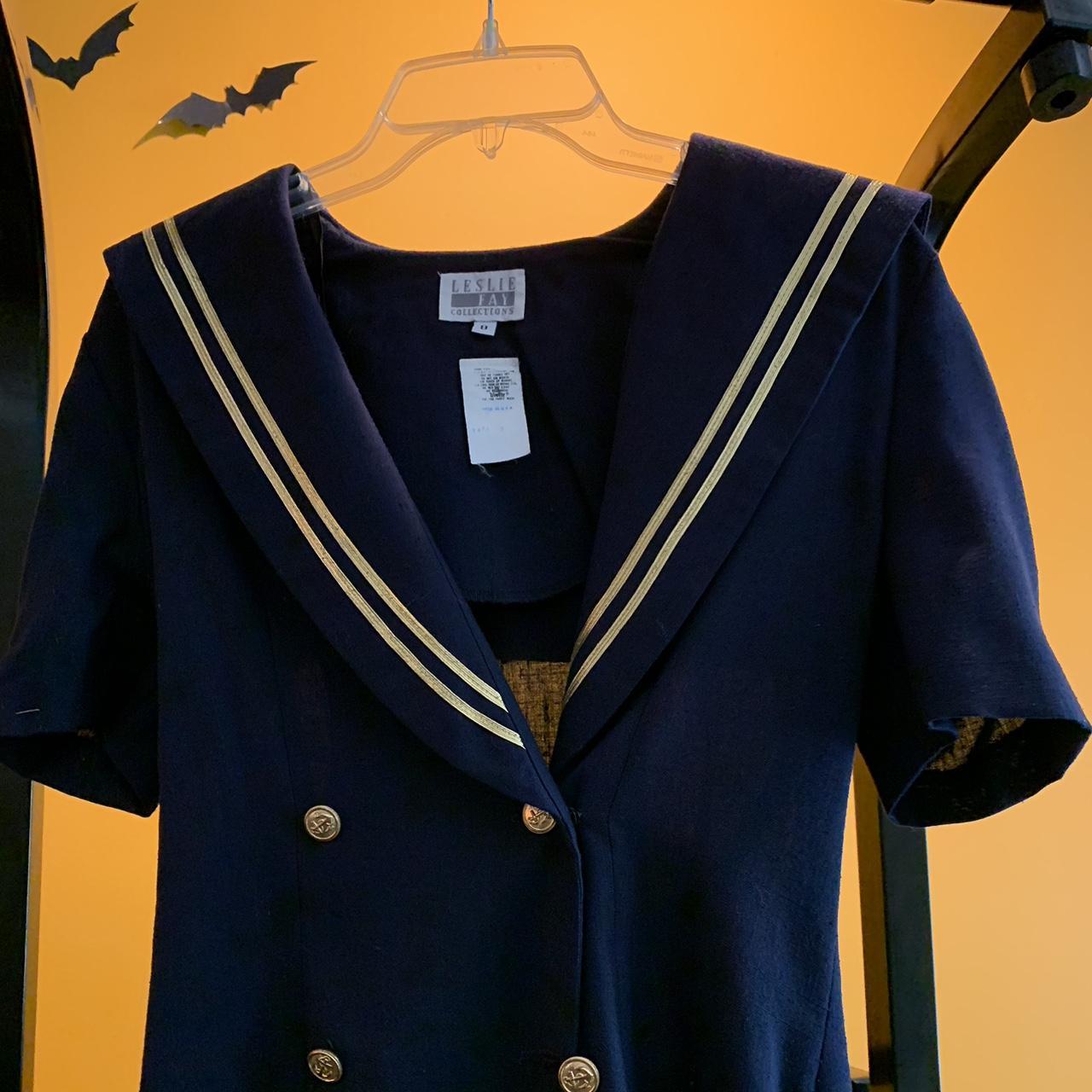 Leslie Fay Women's Navy Dress | Depop