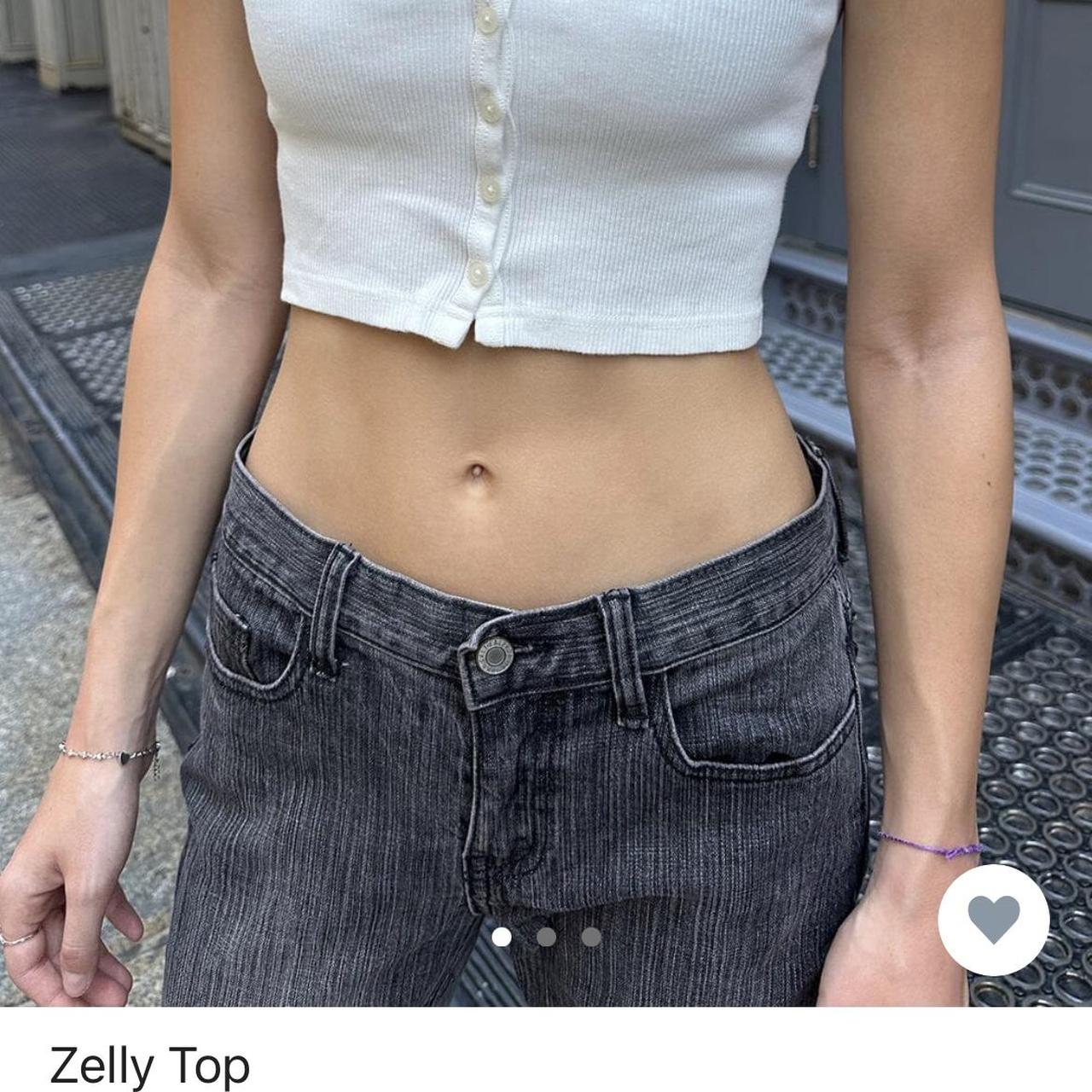 Brandy Melville Light Blue Floral Zelly Crop Top OS