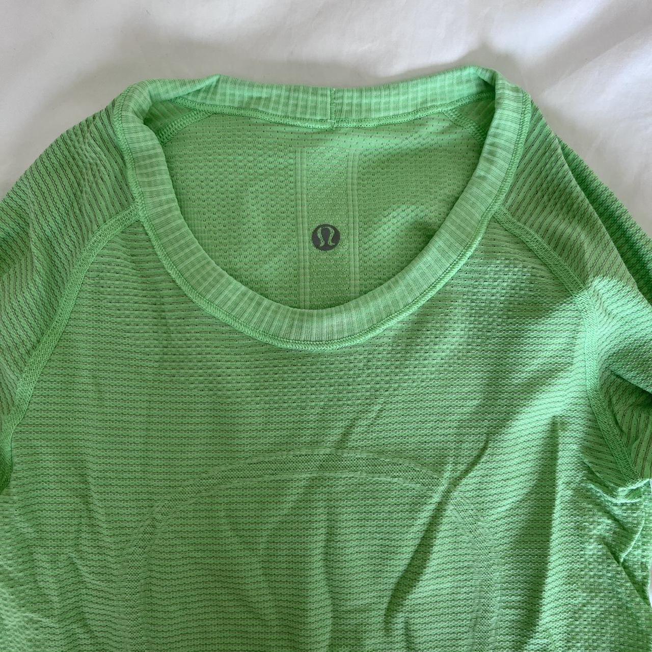 Neon bright green lululemon longsleeve Exercise top... - Depop