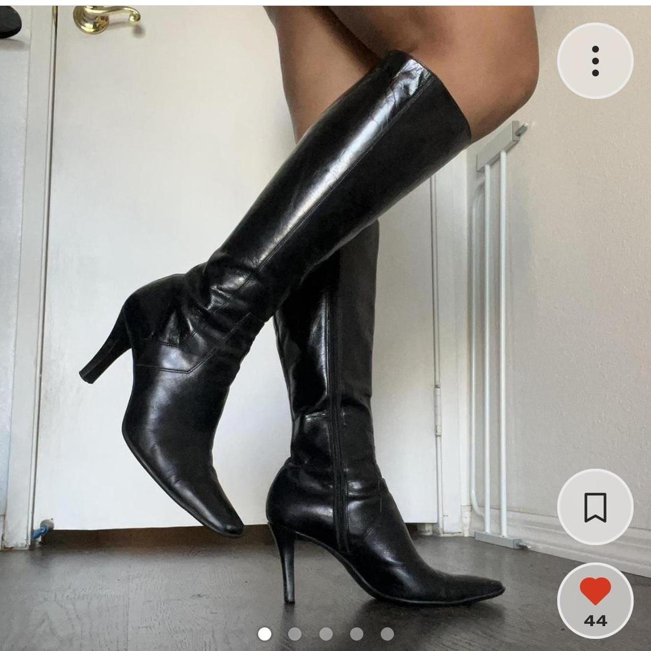 90s black knee high boots