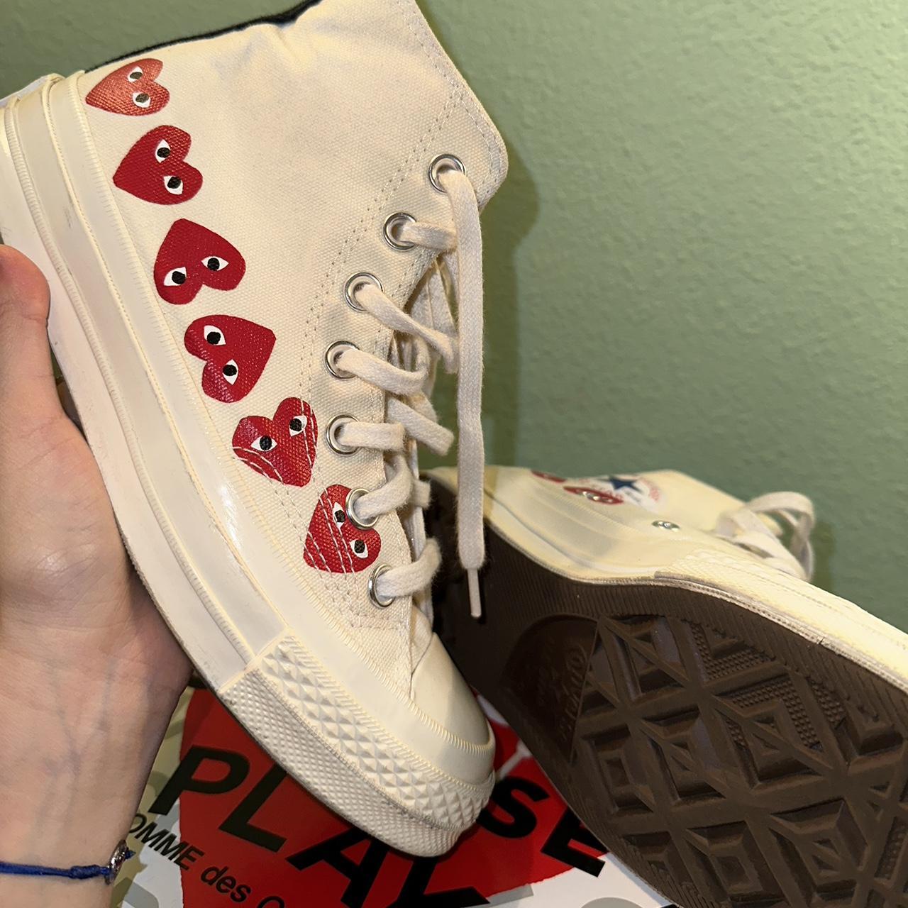 Converse CDG cream shoes •size 3 in mens 5 in women... Depop