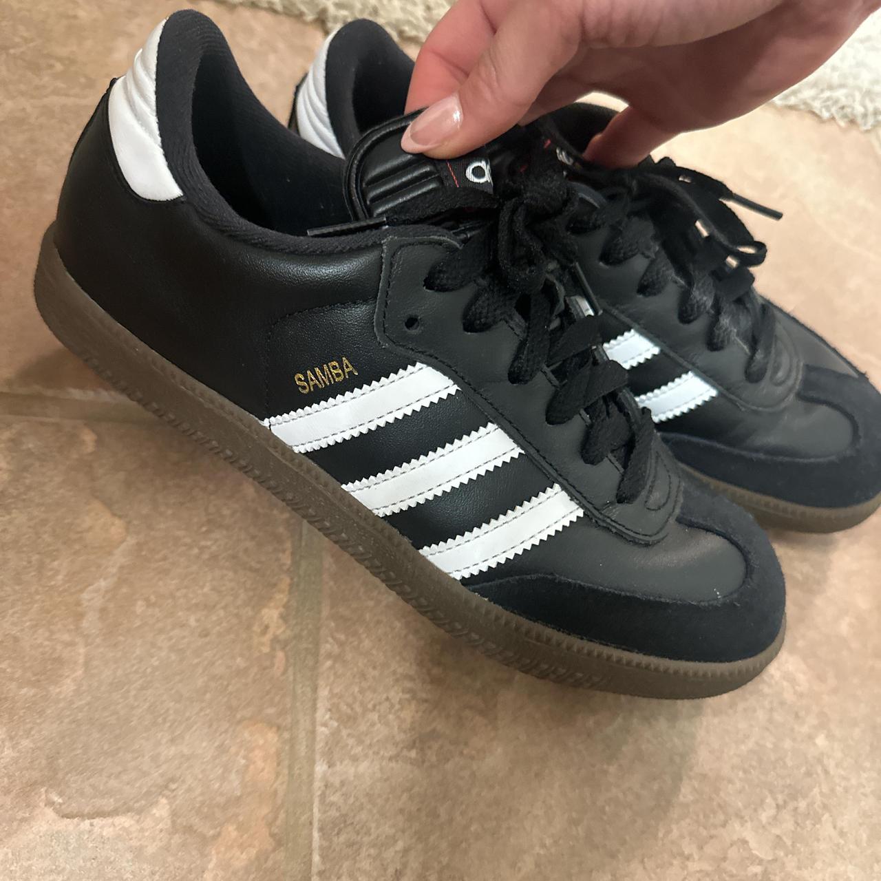 black sambas in perfect condition Worn once Size 5... - Depop