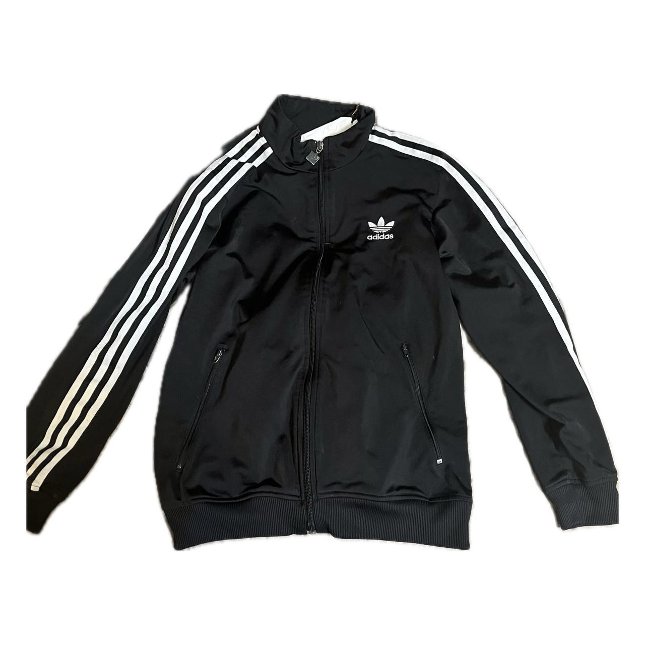 Black adidas track jacket women’s large — slightly... Depop
