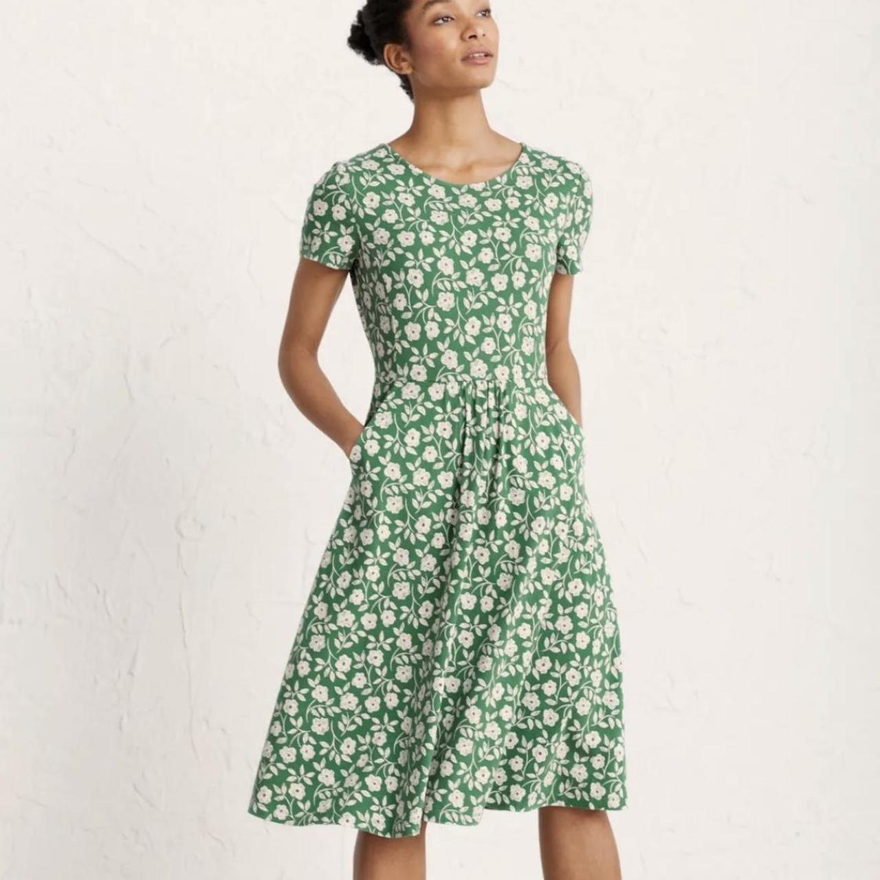 Seasalt Women's Dress Green April Short Sleeve... Depop